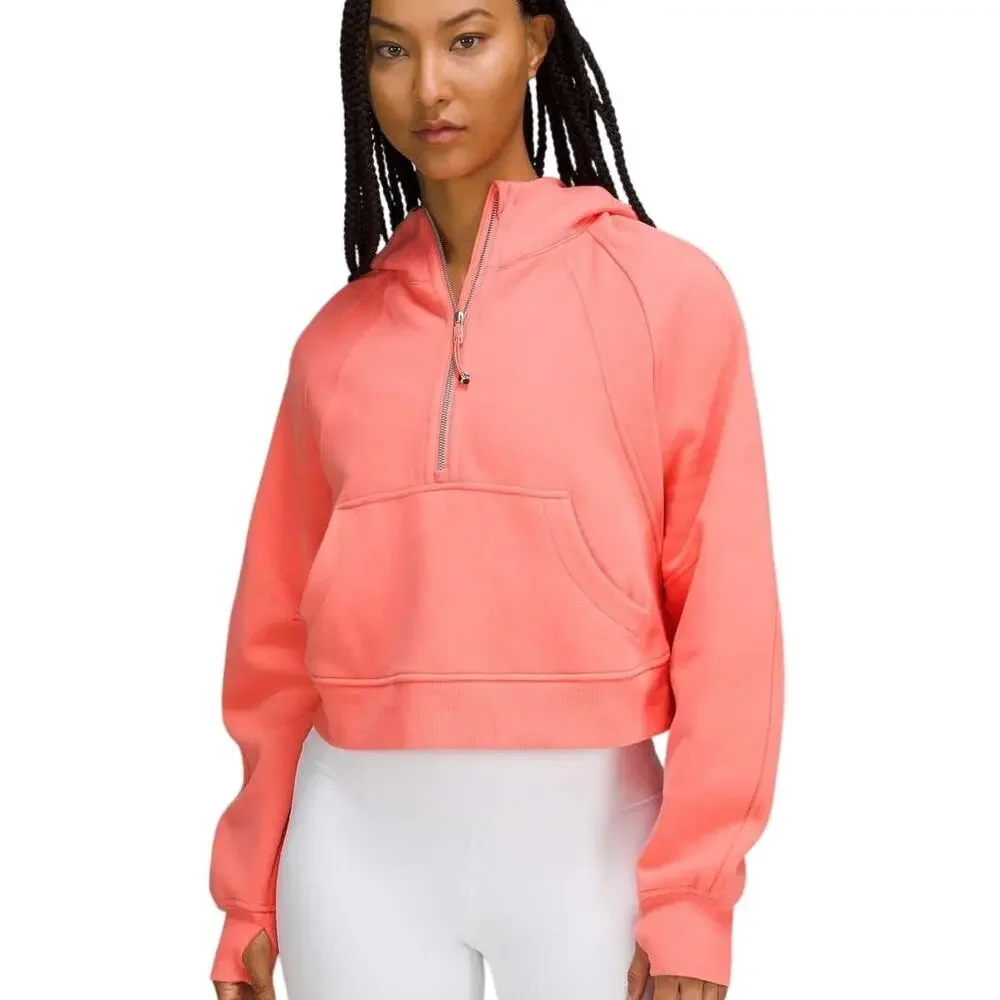 Lululemon Scuba Oversized Half-Zip Hoodie Raspberry Cream Size M/L Sweatshirt